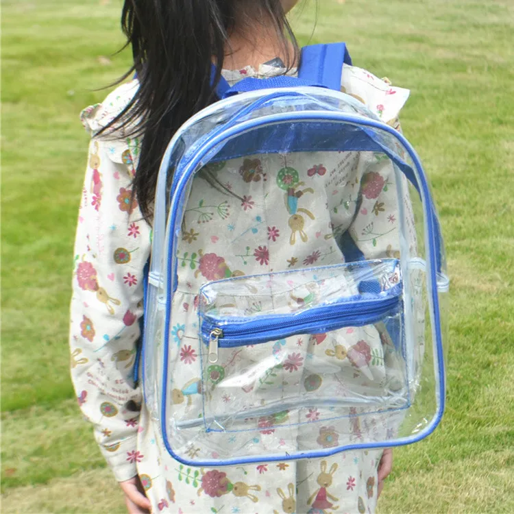 Large Transparent PVC Children Backpack Green Transparent Bag