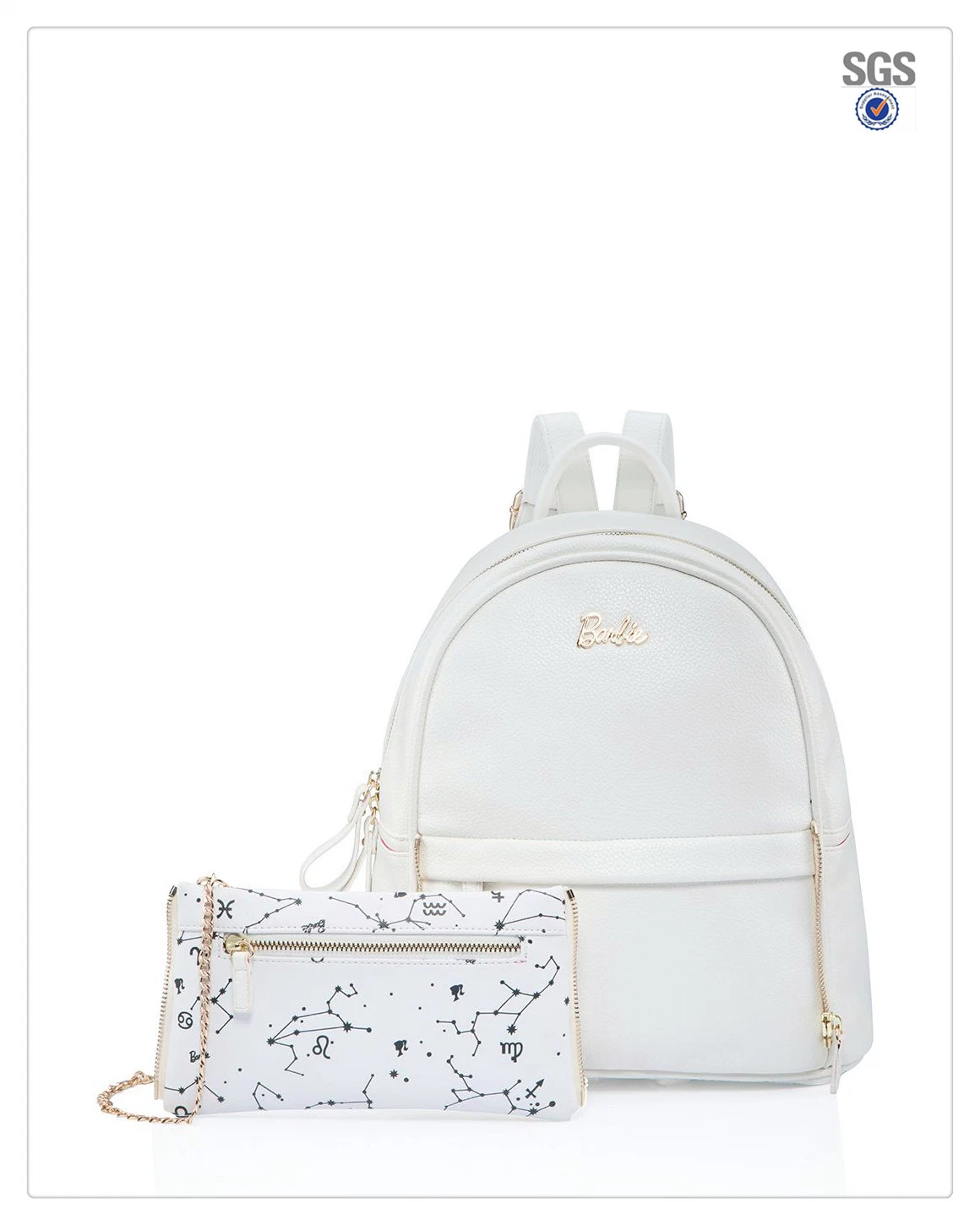 Latest PU Leather Travelling Casual Ladies Backpack Wallet Set