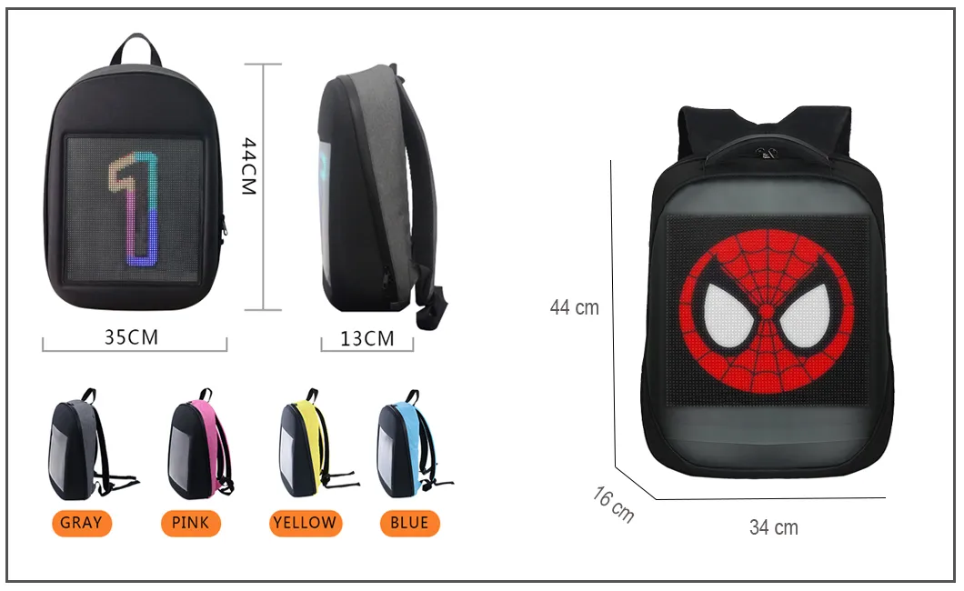 Light Weight Waterproof WiFi APP Control LED Screen Display Travelling Walking Billboard Advertising Showing LED City Backpack