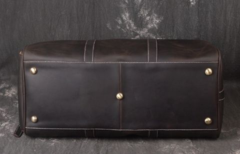 Luxury Hand Made Designer Dark Brown Color Large Capacity Custom Travel Duffel Bag Leather Duffle Bag