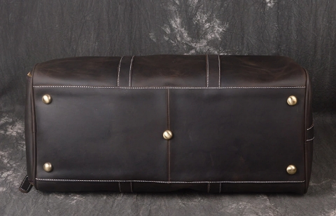 Luxury Hand Made Designer Dark Brown Color Large Capacity Custom Travel Duffel Bag Leather Duffle Bag