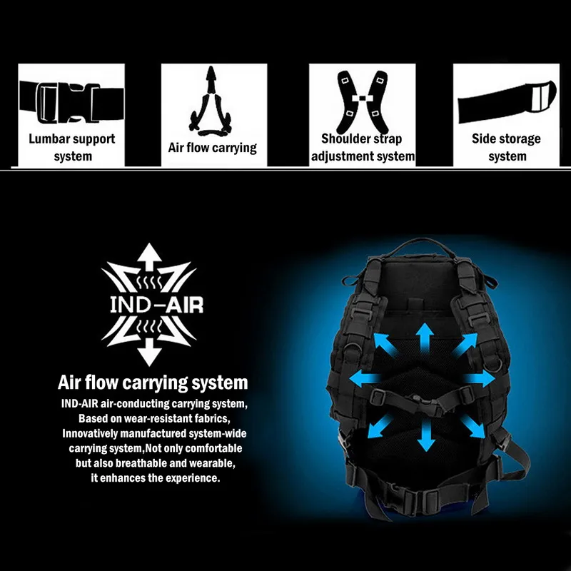 Mens Outdoor Waterproof Camping Rucksack Large Capacity Military Backpacks