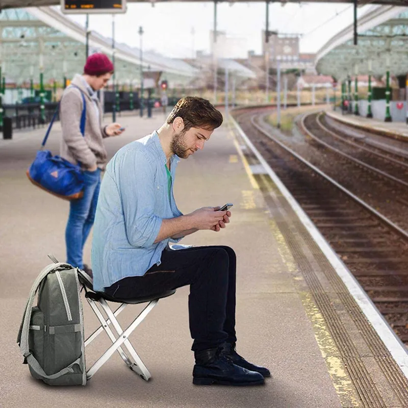 Multi-Functional Storage Waterproof Travel School Backpack with Portable Folding Stool