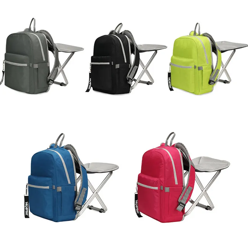 Multi-Functional Storage Waterproof Travel School Backpack with Portable Folding Stool
