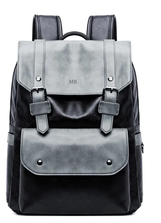 New Design Outdoor Travelling School PU Leather Mixed Color Laptop Backpack for Men