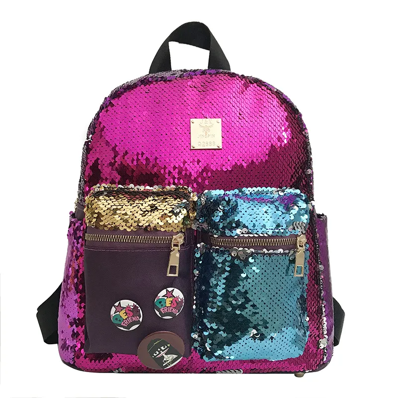New Magic Flip Reversible Sequin Fashion Lady Backpack Glitter Magic Travelling School Backpack with Small Pocket