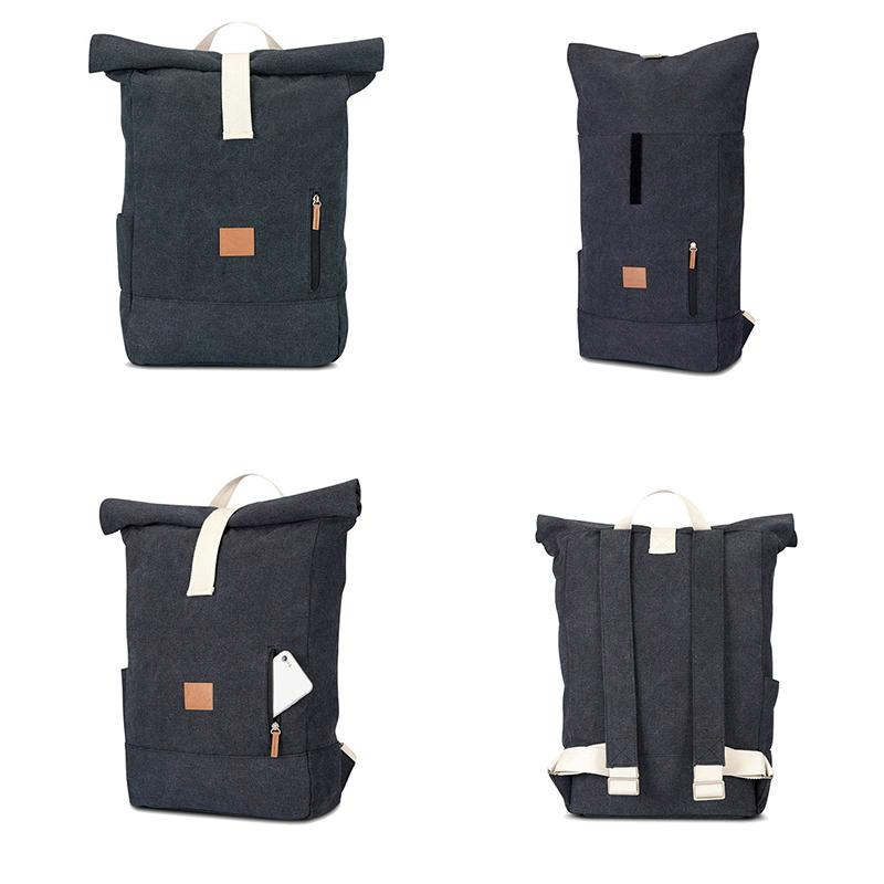 Outdoor 19 Inch Contrast Color Large Capacity 36-55L Rolled Canvas Hiking Backpack