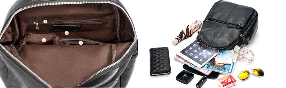 Real Leather Women Backpack Fashion Ladies Travel Preppy Style Schoolbag