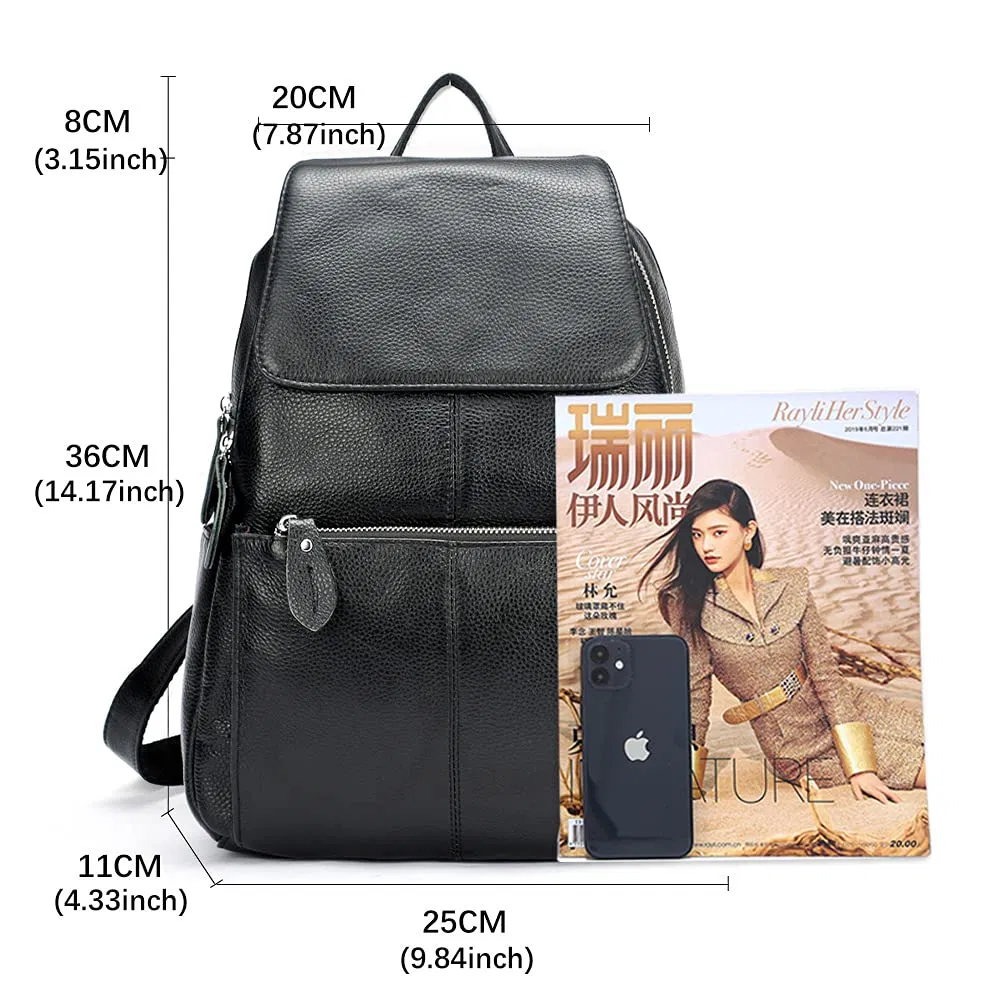 Real Leather Women Backpack Fashion Ladies Travel Preppy Style Schoolbag
