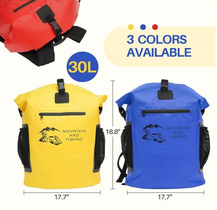 Roll Top Waterproof Bag 30L Capacity Travel Bag Backpack Fashion Bag Ffor Outdoors