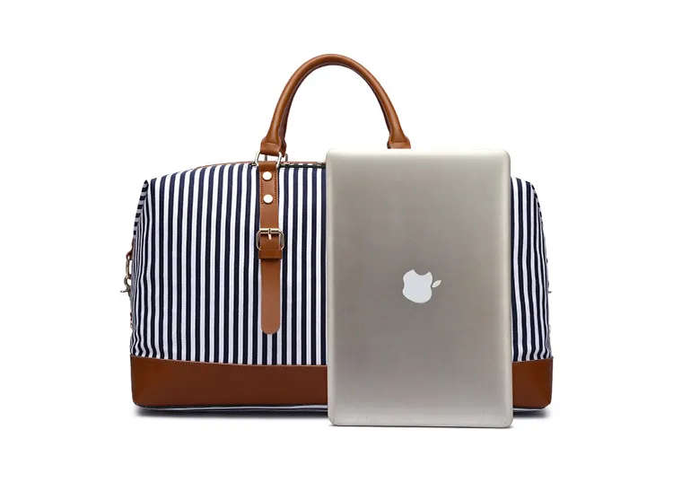 SA64 Stripe Overnight Waterproof Sport Gym Duffle Luggage Bags Large Wholesale Luxury Designer Leather Waterproof Custom Canvas Travel Bag