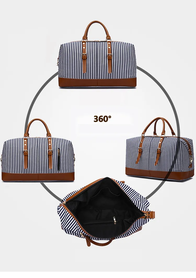 SA64 Stripe Overnight Waterproof Sport Gym Duffle Luggage Bags Large Wholesale Luxury Designer Leather Waterproof Custom Canvas Travel Bag