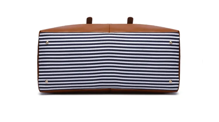 SA64 Stripe Overnight Waterproof Sport Gym Duffle Luggage Bags Large Wholesale Luxury Designer Leather Waterproof Custom Canvas Travel Bag