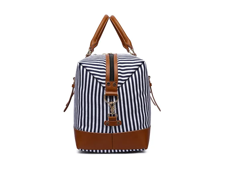 SA64 Stripe Overnight Waterproof Sport Gym Duffle Luggage Bags Large Wholesale Luxury Designer Leather Waterproof Custom Canvas Travel Bag