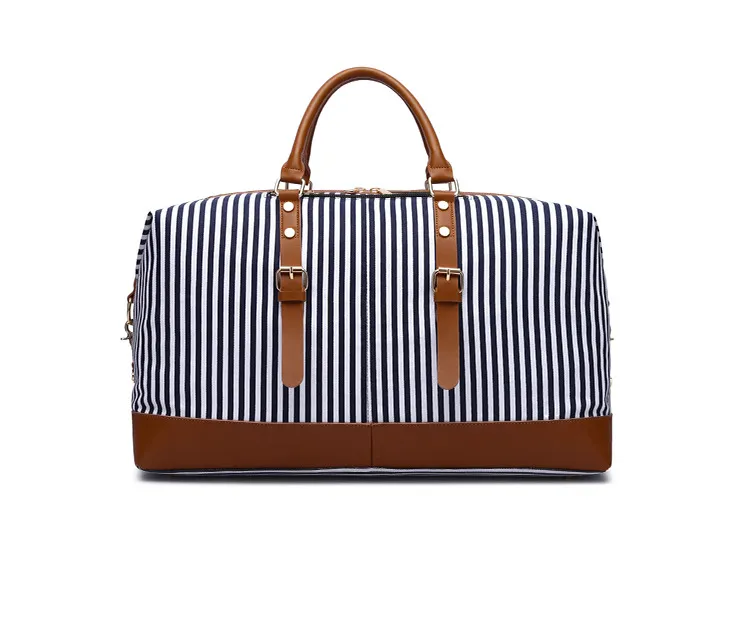 SA64 Stripe Overnight Waterproof Sport Gym Duffle Luggage Bags Large Wholesale Luxury Designer Leather Waterproof Custom Canvas Travel Bag