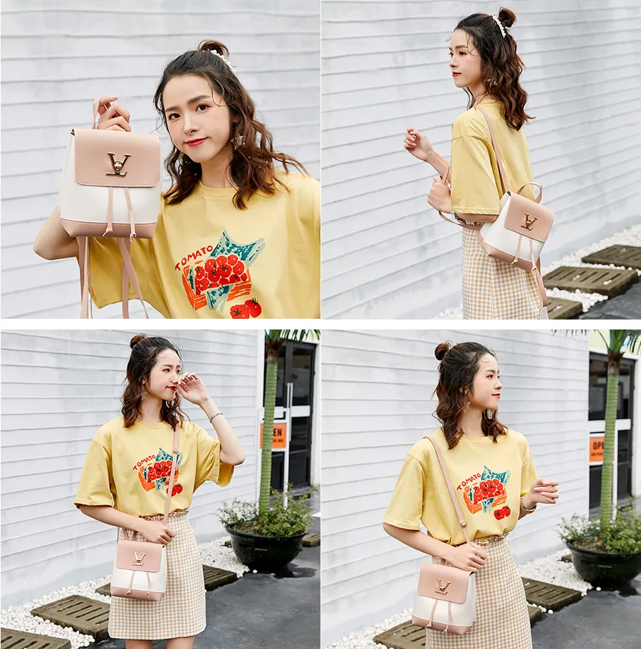 Small Casual Fashion Contrast Color Backpack