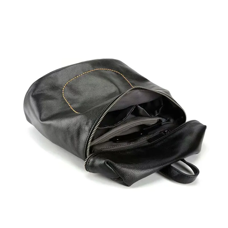 Soft Pebbled PU Bucket Shape Zipper Business Backpack