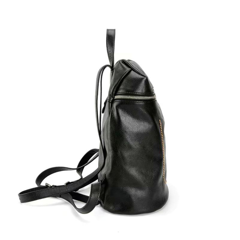 Soft Pebbled PU Bucket Shape Zipper Business Backpack