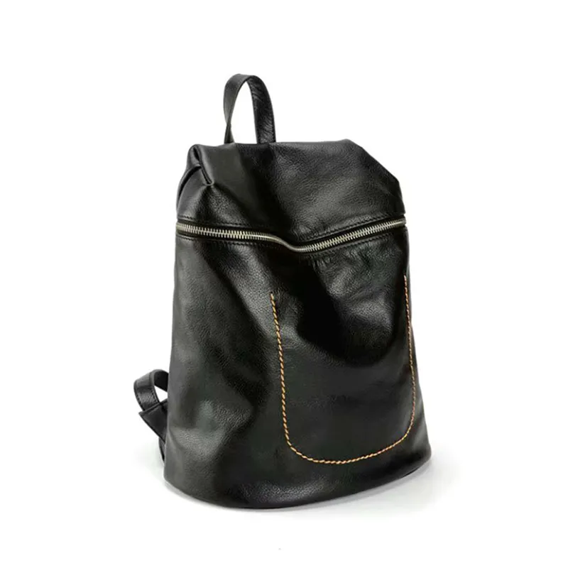Soft Pebbled PU Bucket Shape Zipper Business Backpack