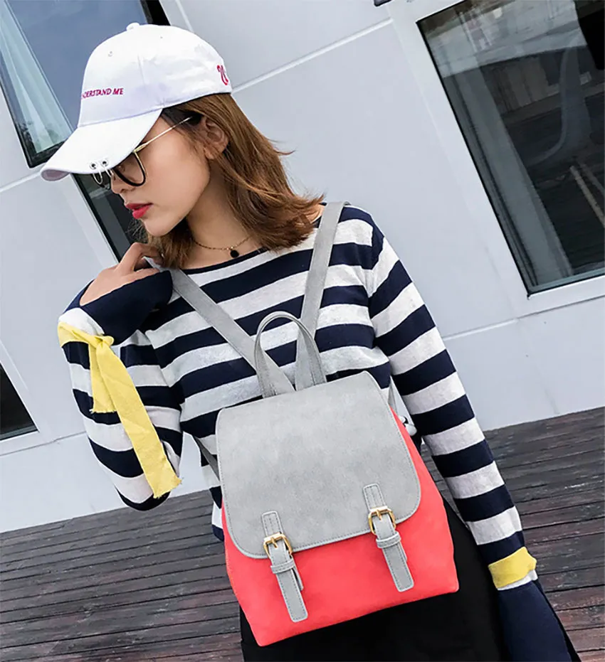 Sweet Hit Color Teenager Girl PU Leather Backpack Lady Backpack Wholesale Backpack Replica Backpack (WDL0912)