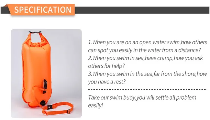 Swimming Safety Float for Open Water Swimmers Triathletes and Snorkelers Highly Visible Swim Buoy Bag
