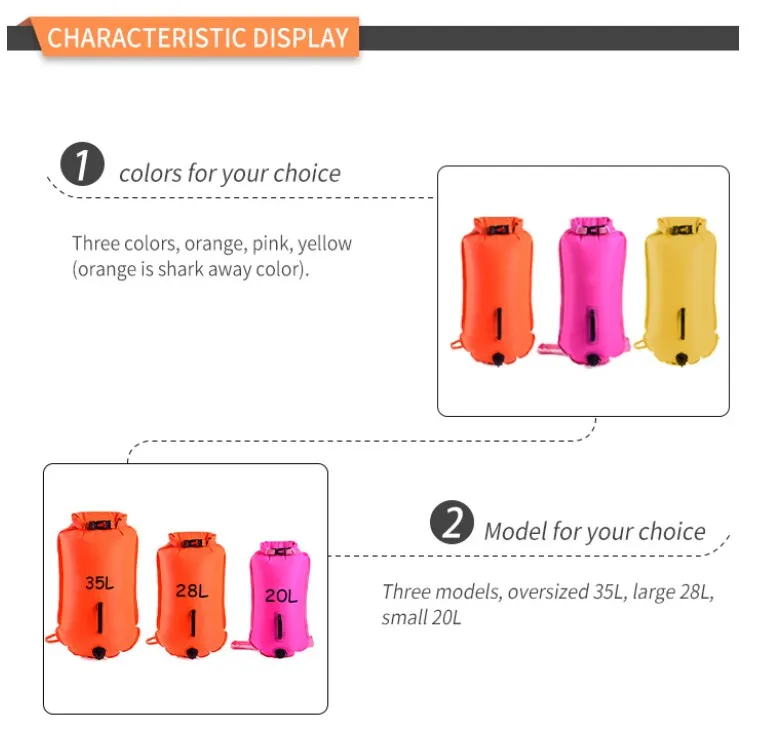 Swimming Safety Float for Open Water Swimmers Triathletes and Snorkelers Highly Visible Swim Buoy Bag