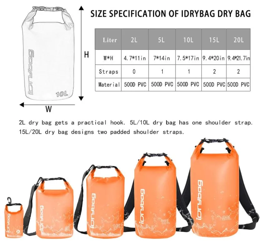 The Hot in 2021 Lightweight Dry Sack Water Sports Marine Waterproof Bag Roll Top for Kayaking Boating Canoeing Swimming Hiking Camping Beach Waterproof Bag