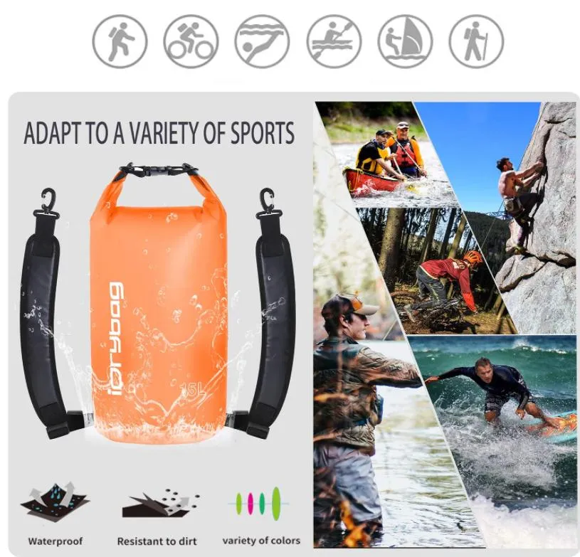 The Hot in 2021 Lightweight Dry Sack Water Sports Marine Waterproof Bag Roll Top for Kayaking Boating Canoeing Swimming Hiking Camping Beach Waterproof Bag