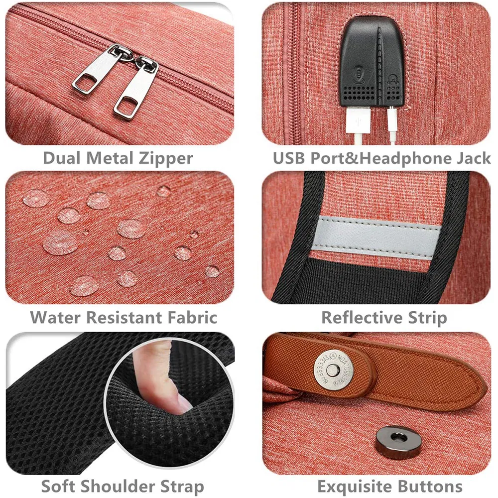 Vintage Laptop Backpack Bag with USB Charging Port, Elegant Water Resistant Travelling Backpack Casual Daypacks School Shoulder Bag for Men Women