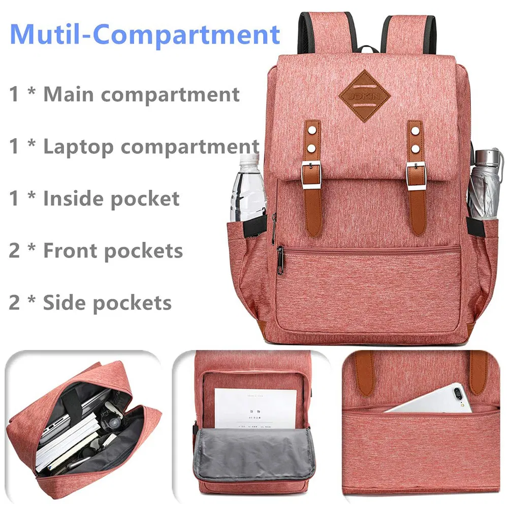 Vintage Laptop Backpack Bag with USB Charging Port, Elegant Water Resistant Travelling Backpack Casual Daypacks School Shoulder Bag for Men Women