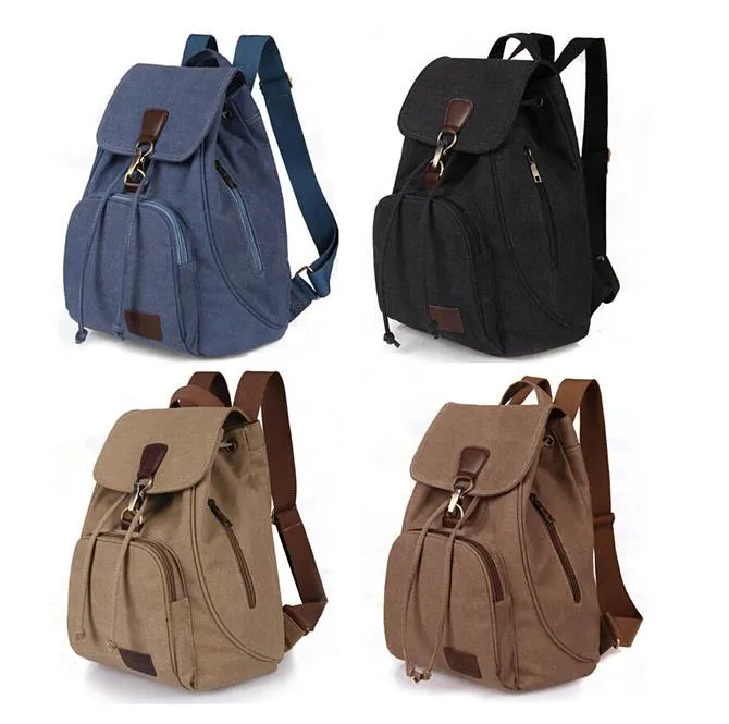 Vintage Style Girls Canvas School Backpack