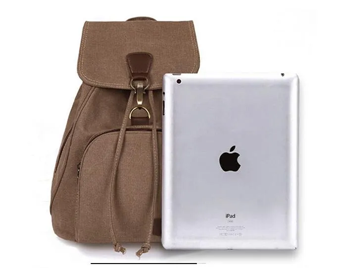 Vintage Style Girls Canvas School Backpack