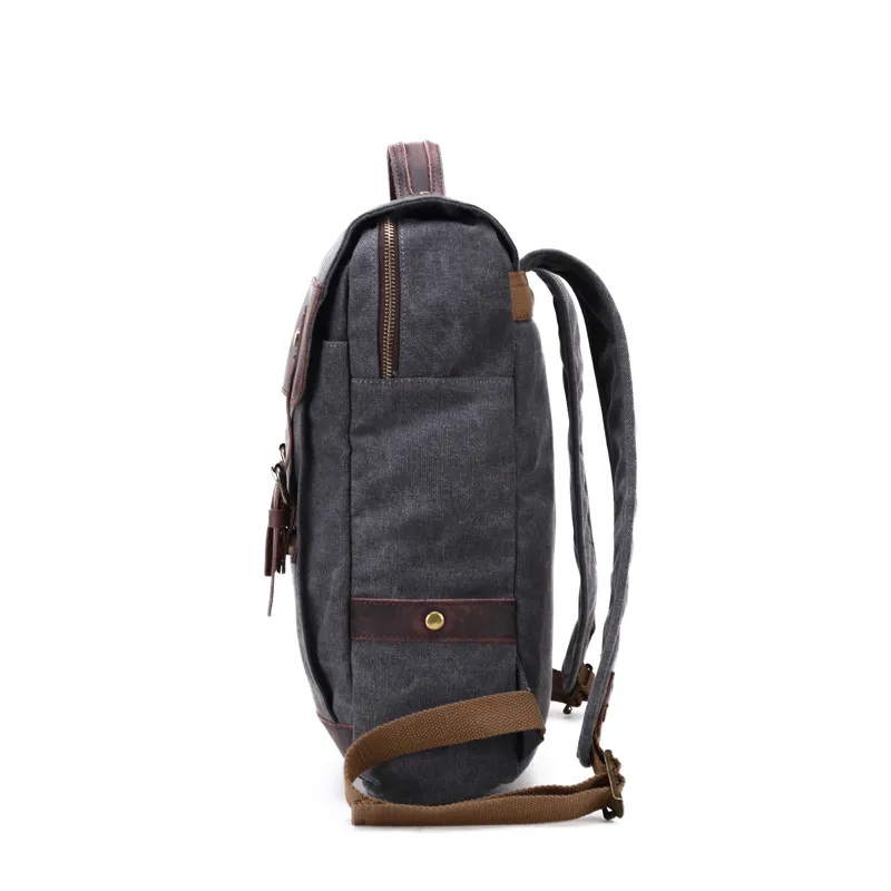 Washed Cavnas Bags Women Waxed Leather School Girl Laptop Backpack (RSF-064-2)