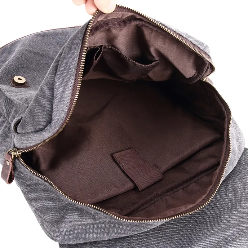 Washed Cavnas Bags Women Waxed Leather School Girl Laptop Backpack (RSF-064-2)