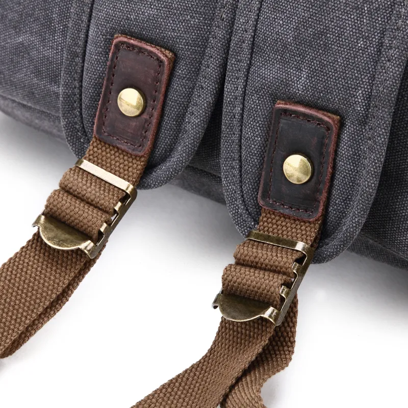 Washed Cavnas Bags Women Waxed Leather School Girl Laptop Backpack (RSF-064-2)