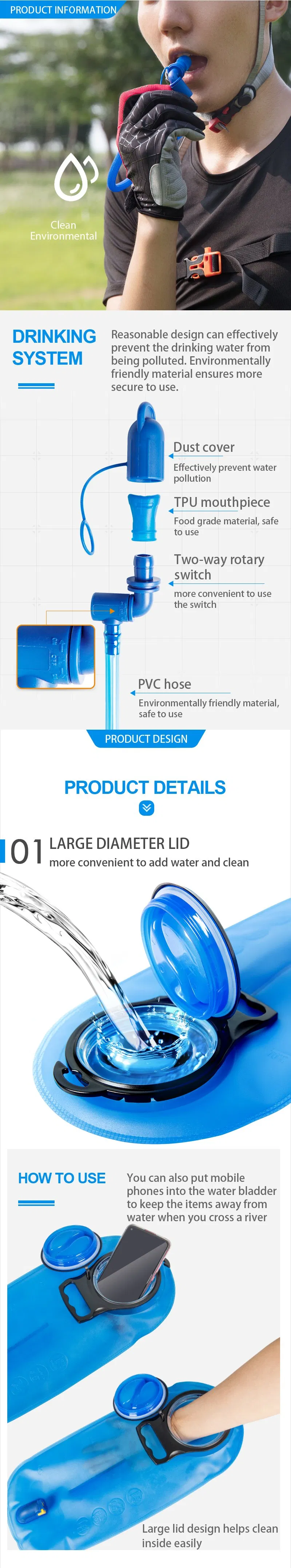 Waterproof Sports Water Bladder 3L Capacity Water Bladder 3L TPU Hydration Water Bag for Sale