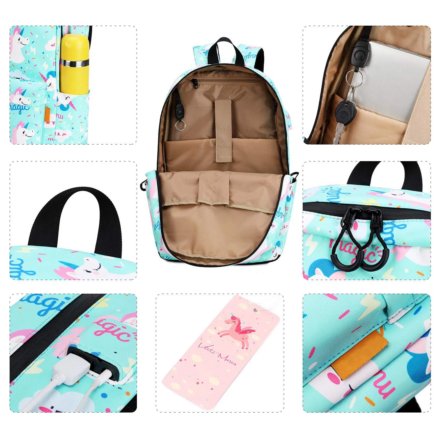 Waterproof/Unisex/Polyester/Student/Leisure/Medium/ Traveling Large Capacity Computer Bag Laptop Backpack with USB Charger