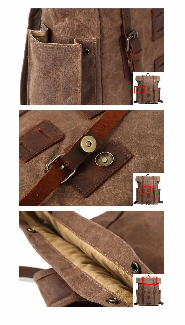 Waxed Canvas and Leather Young People China Sport Backpack Bag Factory (RSF-888005)