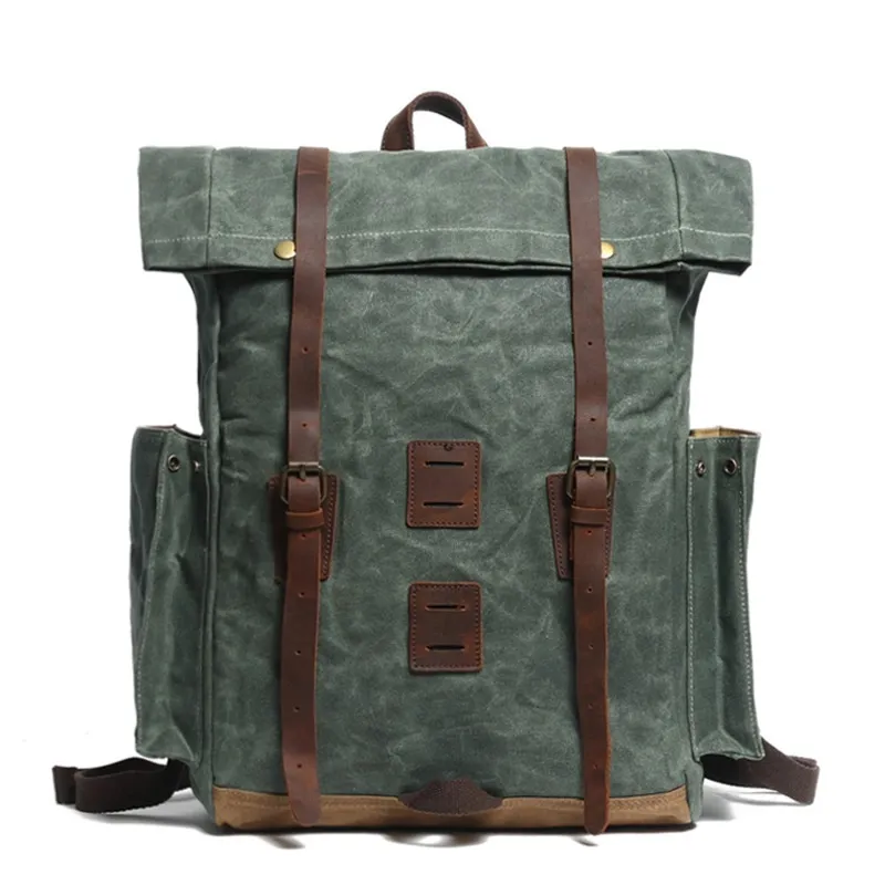 Waxed Canvas and Leather Young People China Sport Backpack Bag Factory (RSF-888005)