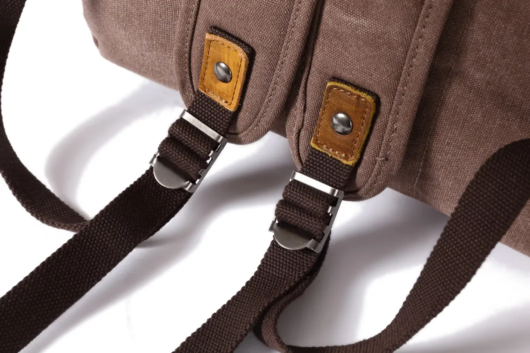 Waxed Genuine Leather Outdoor Sporting Vintage Canvas Backpack Bag (RSF-8828)