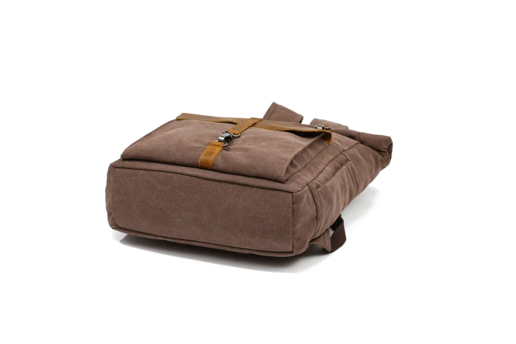 Waxed Genuine Leather Outdoor Sporting Vintage Canvas Backpack Bag (RSF-8828)