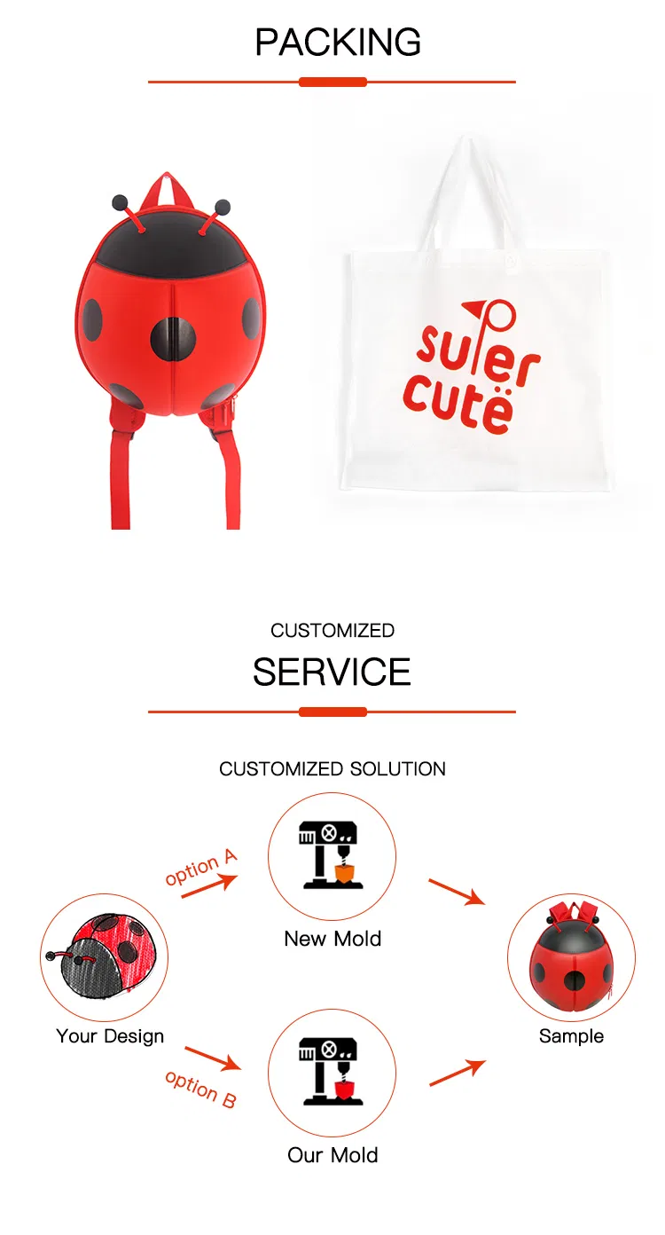 Wholesale Supercute Christmas Cute Hard Shell Ladybug Children Toys Backpack Kids School Bag
