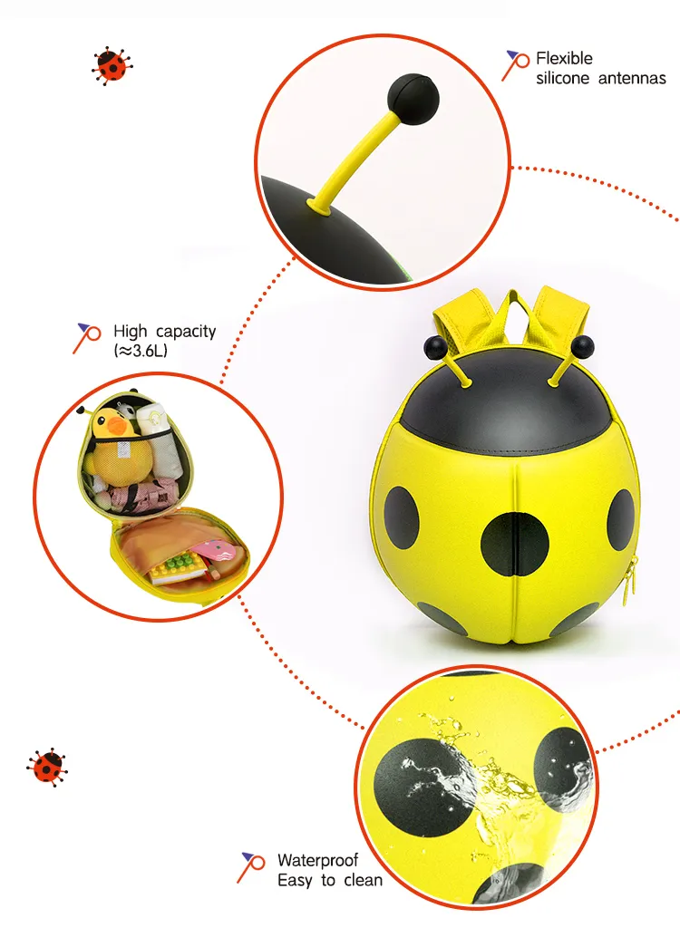 Wholesale Supercute Christmas Cute Hard Shell Ladybug Children Toys Backpack Kids School Bag