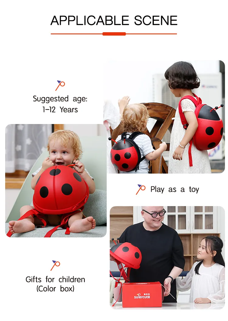 Wholesale Supercute Christmas Cute Hard Shell Ladybug Children Toys Backpack Kids School Bag