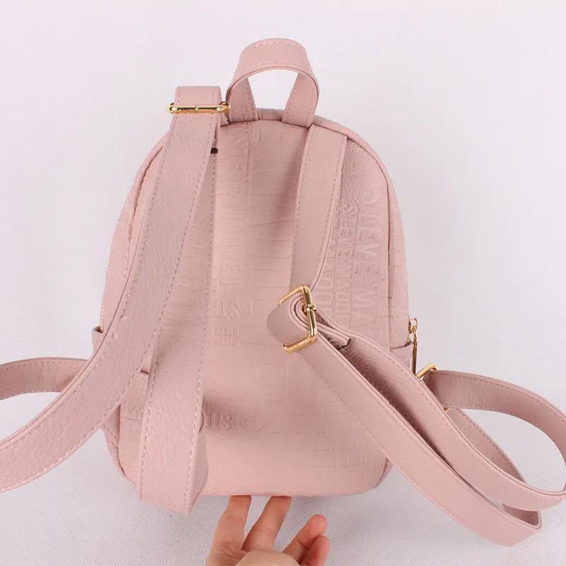 Women New Embossed PU in Pink Travel Mini Bag Traveling Backpack for Girl